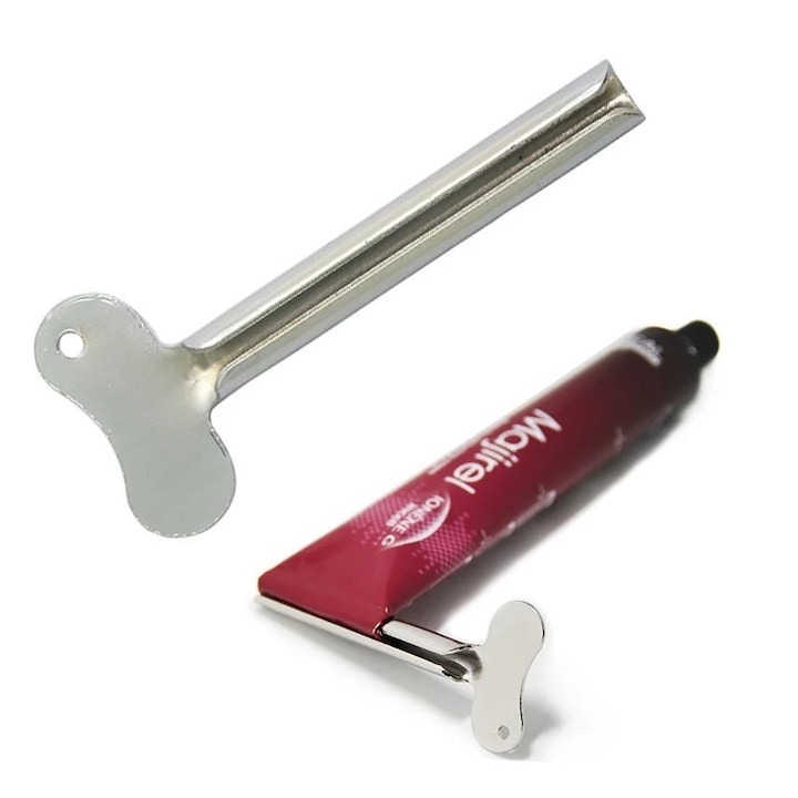 Cheita, storcator pentru tub gel, vopsea, polygel, pasta de dinti, metal/otel inoxidabil, argintiu [4]