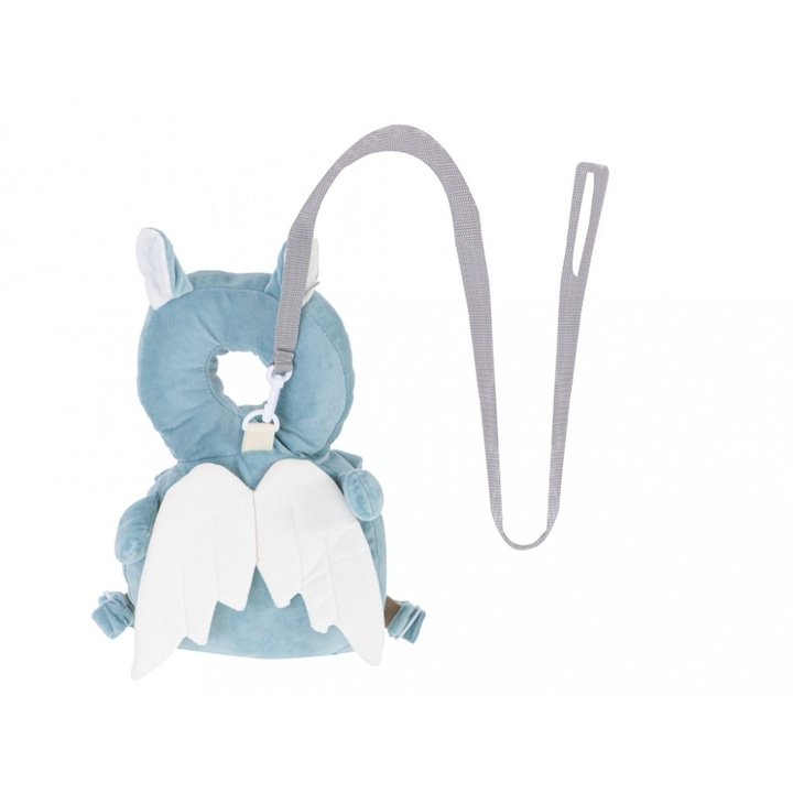 Ham si pernuta de siguranta pentru copii, model Albinuta, protectie pentru cap si spate, cu snur pentru control, ideala pentru primii pasi, material poliester, albastru [6]