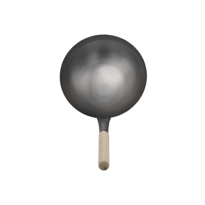 Tigaie Wok profesionala, din otel carbon cu fund rotund 30 cm [2]