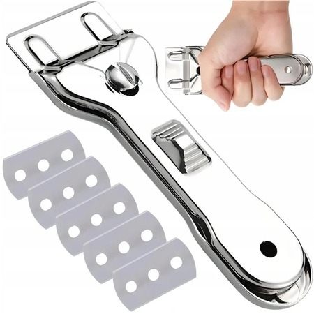 Racleta pentru plita cu inductie/ceramica, 6 lame de rezerva, 140x45mm, metal, Argintiu [2]