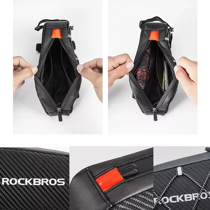 Geanta pentru bicicleta, 22 x 10 x 5.5 cm, 1l, impermeabila, negru [3]