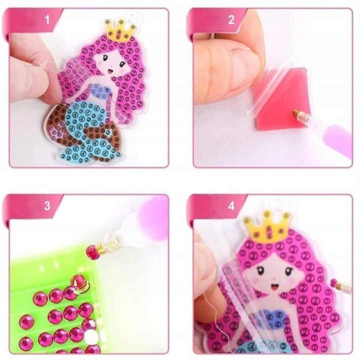 Set brelocuri cu diamante pentru copii, insecte, animale, 15 modele, accesorii incluse, multicolor [13]