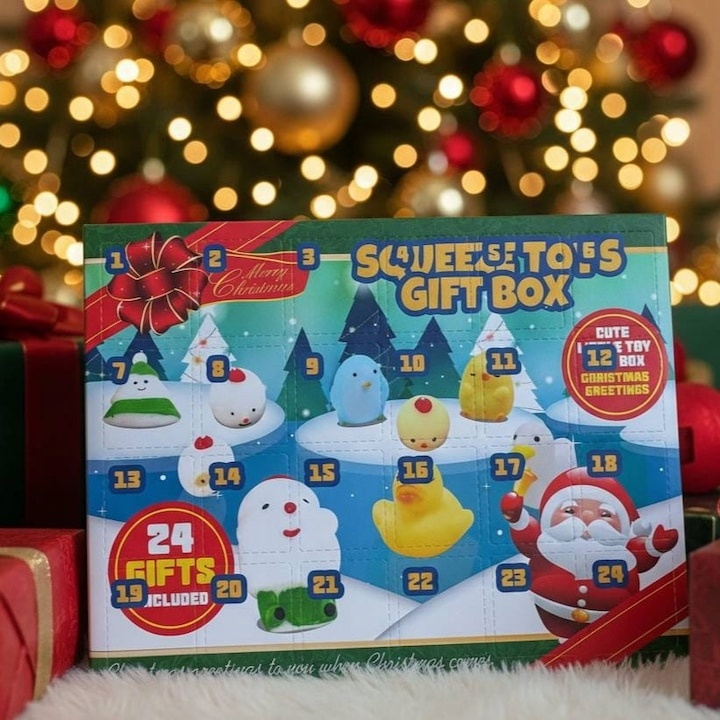 Calendar advent pentru copii, 24 jucarii squishy, antistres, 22.5 x 5 x 31 cm, multicolor [14]