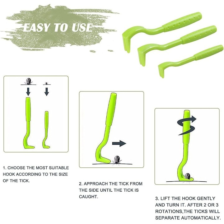 Set 3 dispozitive pentru indepartarea capuselor, din plastic, marimi diferite, verde [7]