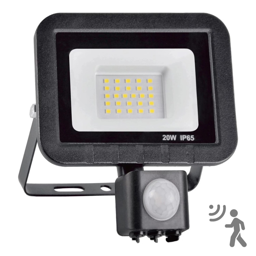 Proiector LED, 20 W, iluminare exterior, cu senzor de miscare, 24 LED-uri, rezistent la intemperii, protectie IP66, 9.5 x 12 x 2.5 cm [6]