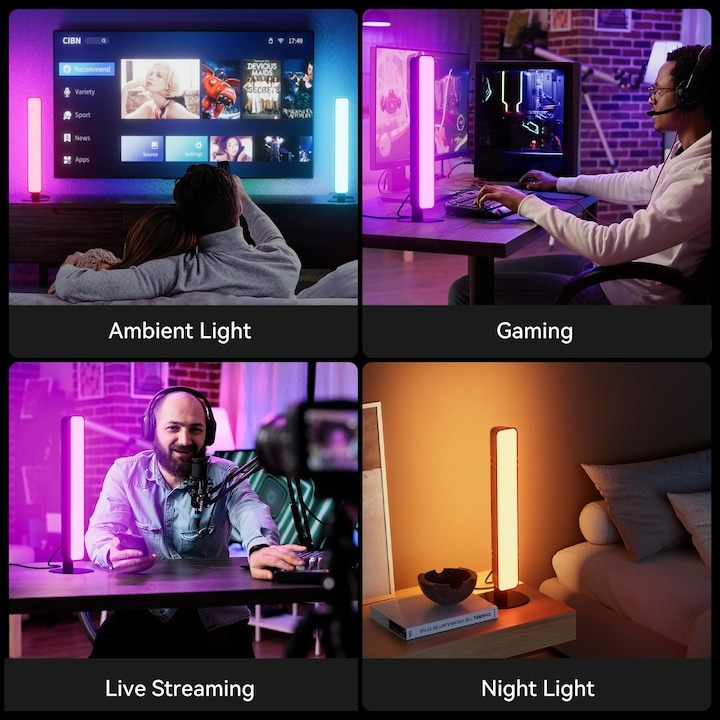 Set 2 lampi LED tip bara, RGB, jocuri de lumini, lumina ambientala, pentru divertisment, telecomanda inclusa [2]