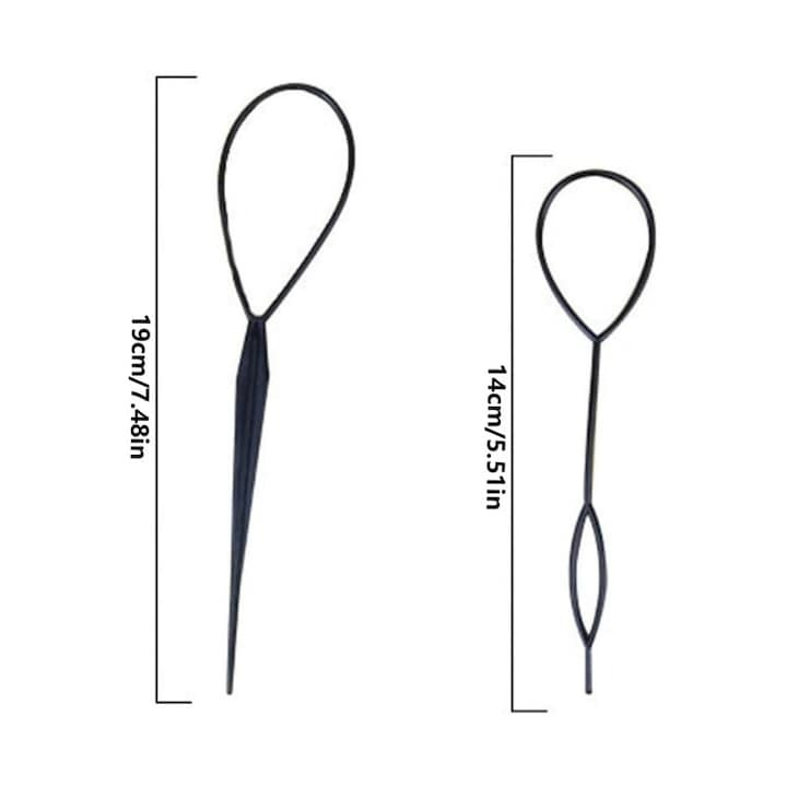 Set 2 accesorii pentru par, pentru impletire, plastic, negru [3]