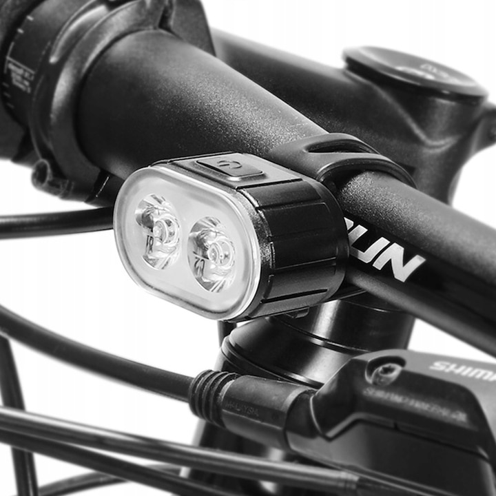 Set 2 lumini LED pentru bicicleta, far si stop, reincarcabile USB, 4 moduri iluminare, protectie IPX4, 4.3 x 2.7 cm [8]