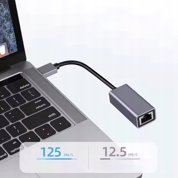 Adaptor Ethernet RJ45 la USB-C, indicator LED, 10/100/1000 Mbps, Plug&Play, aluminiu, pentru tableta, PC, laptop, argintiu [3]