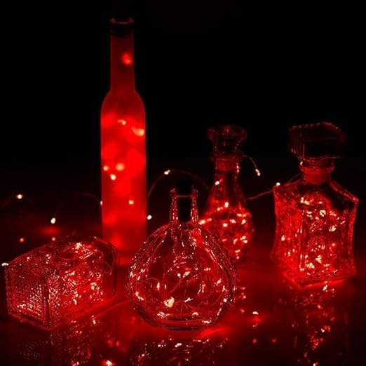 Instalatie de Craciun, 10 LED-uri, 1 m, baterii incluse, plastic/cupru, utilizare interior/exterior, iluminare pentru evenimente, rosu [3]