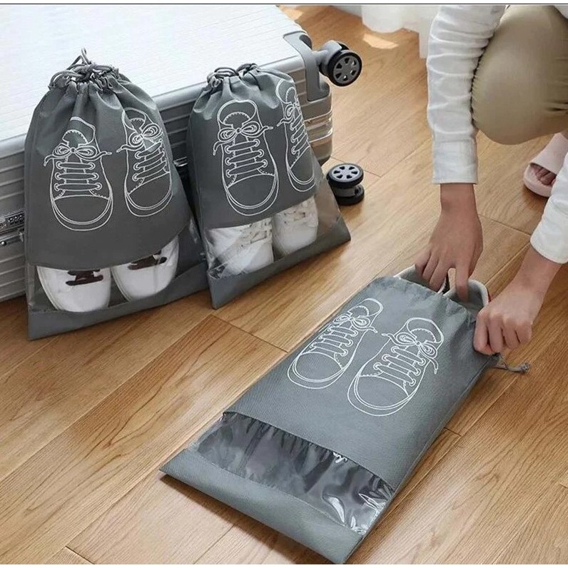Sac organizator pantofi gri 36 x 27 cm, pentru calatorii si depozitare [4]