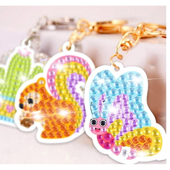 Set brelocuri cu diamante pentru copii, dinozauri, 15 modele, accesorii incluse, multicolor [10]