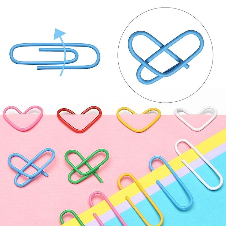 Set agrafe de birou metalice multicolor, 70 bucati, pentru documente, scoala, birou si proiecte DIY [7]
