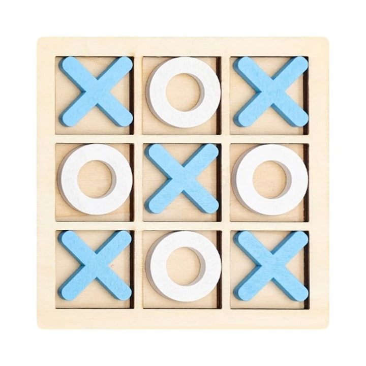 Joc X si 0, lemn, alb/albastru, 9.8 x 9.8 x 0.5 cm [4]