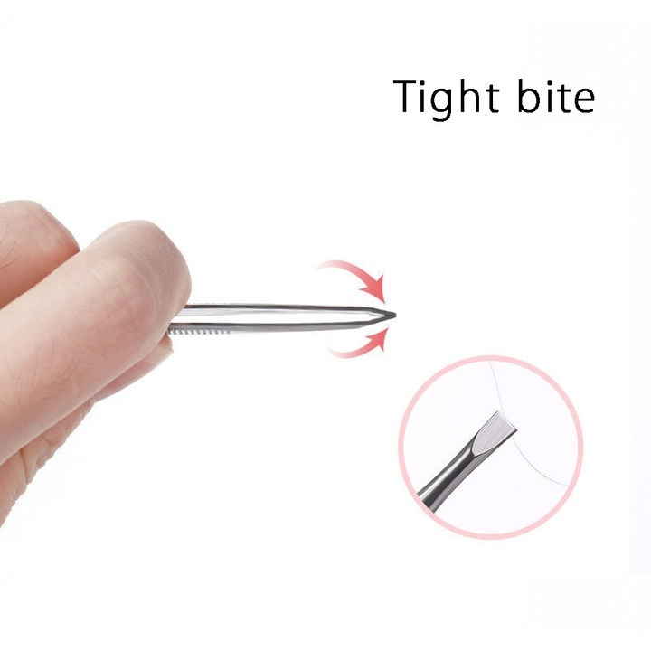 Penseta pentru sprancene, otel inoxidabil, lungime 8.5 cm, varf oblic, argintiu [4]