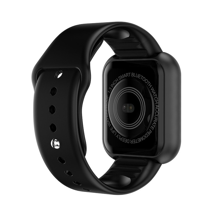 Ceas smartwatch, Bluetooth, monitorizare somn, pedometru, puls, activitati, notificari, negru [6]