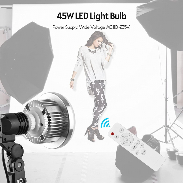 Bec foto LED 3 moduri de lumina,putere 45W,soclu E27 cu telecomanda control [6]