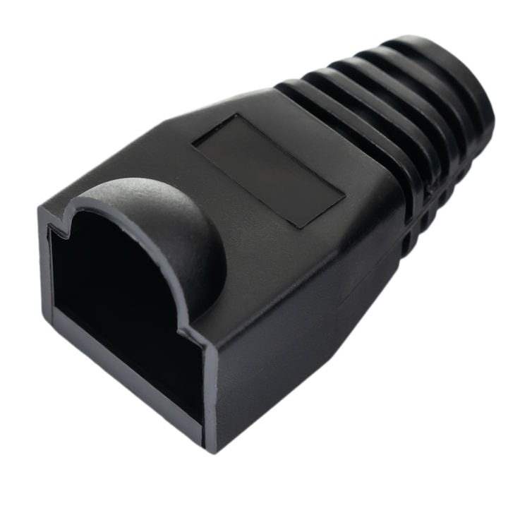 Set 10 bucati manson de protectie pentru mufe internet, RJ 45, negru