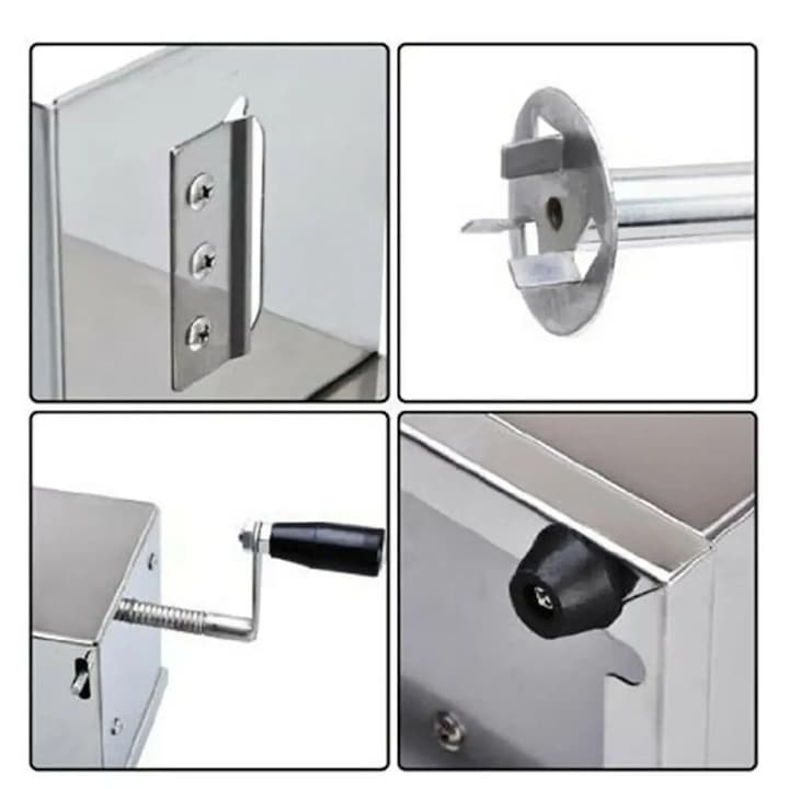 Aparat pentru feliere cartofi in spirala, otel inoxidabil, 2 lame de rezerva incluse, antiderapante, 26 x 14 x 12 cm, argintiu [2]