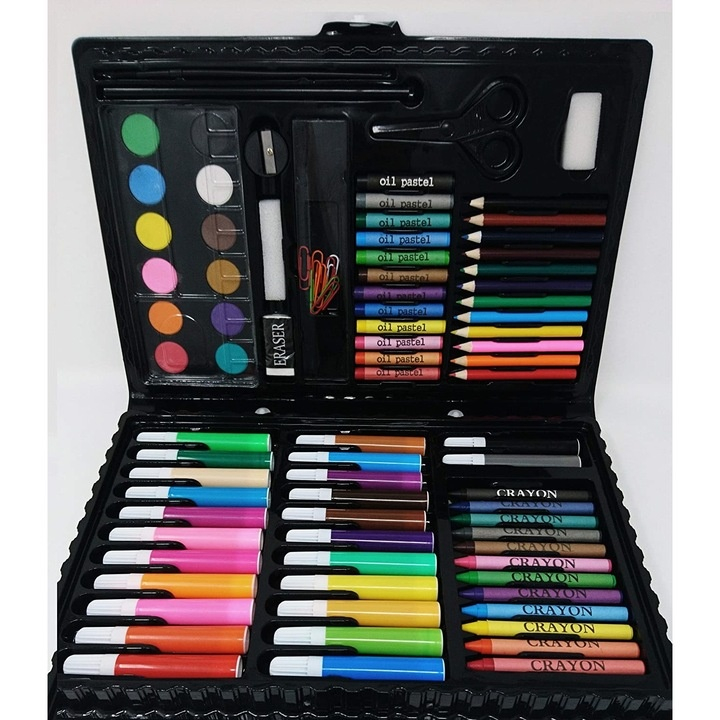 Set pictat si desen, 86 piese, gentuta depozitare tip valiza, 33.5 x 3.5 x 27 cm – complet, colorat si ideal pentru copii pasionati de arta [5]