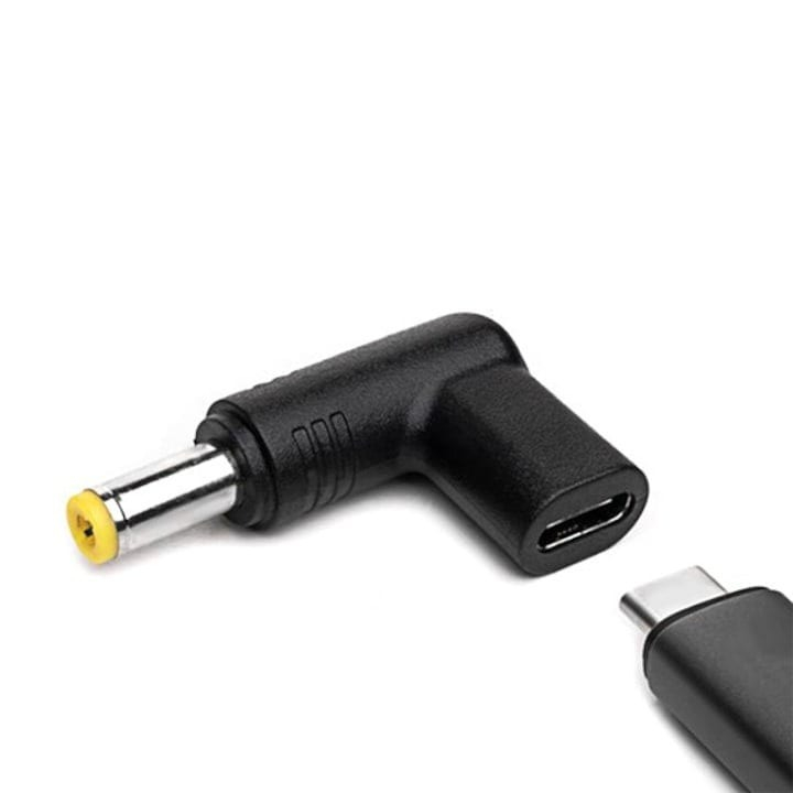 Adaptor pentru alimentare laptop, tip C la DC 5.5 x 2.1, 12 V, negru [3]