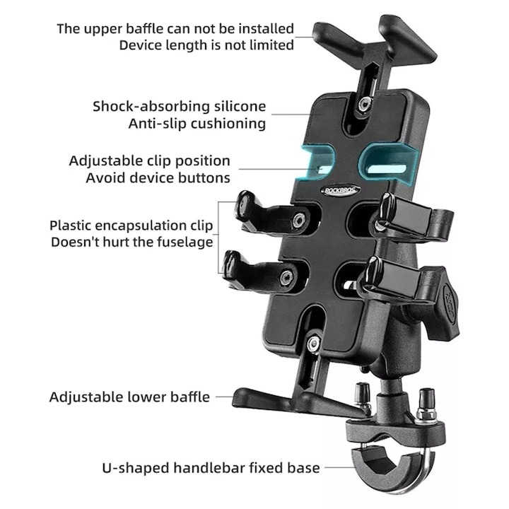 Suport de telefon pentru bicicleta, rotire 360°, negru [5]