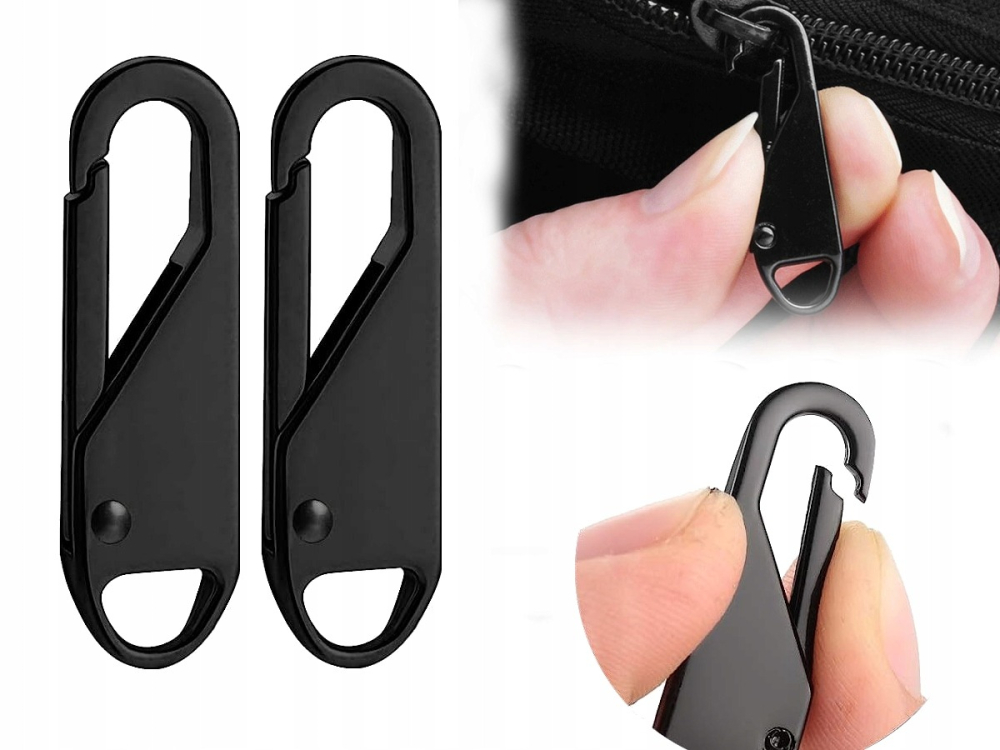 Set 4 cheite metalice pentru fermoar, accesorii universale pentru reparatie valize, haine, rucsacuri, jachete si corturi, negru [9]