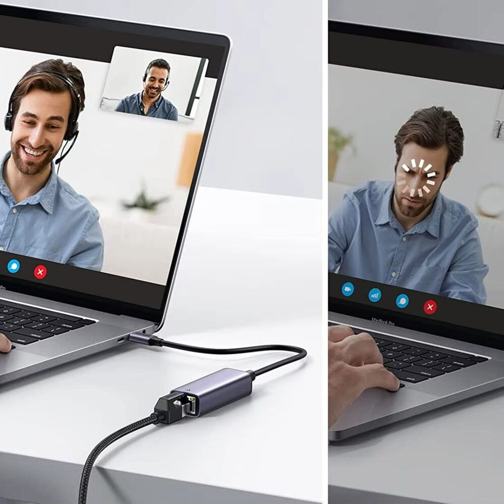 Adaptor Ethernet RJ45 la USB-C, indicator LED, 10/100/1000 Mbps, Plug&Play, aluminiu, pentru tableta, PC, laptop, argintiu [7]