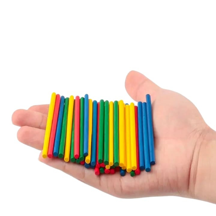 Set betisoare scolare din lemn, 100 piese, multicolor, 8 cm, pentru numarat, sortare si activitati Montessori [5]