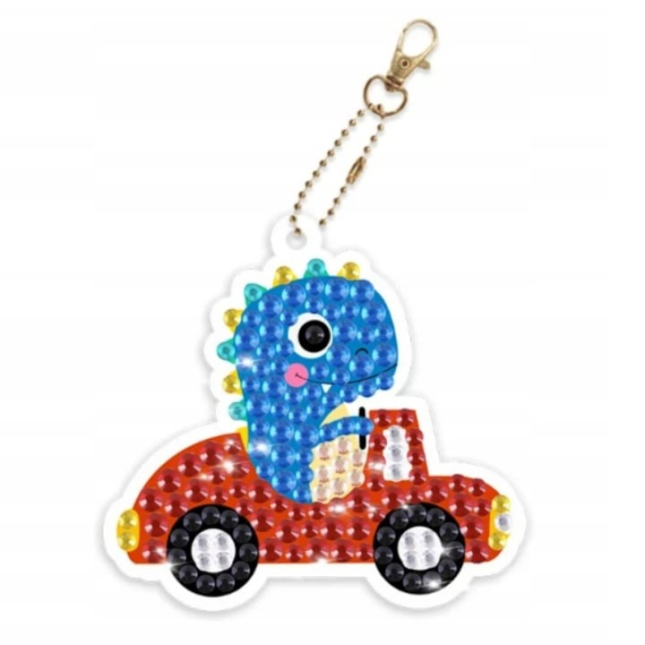Set brelocuri cu diamante pentru copii, dinozauri, 15 modele, accesorii incluse, multicolor [11]