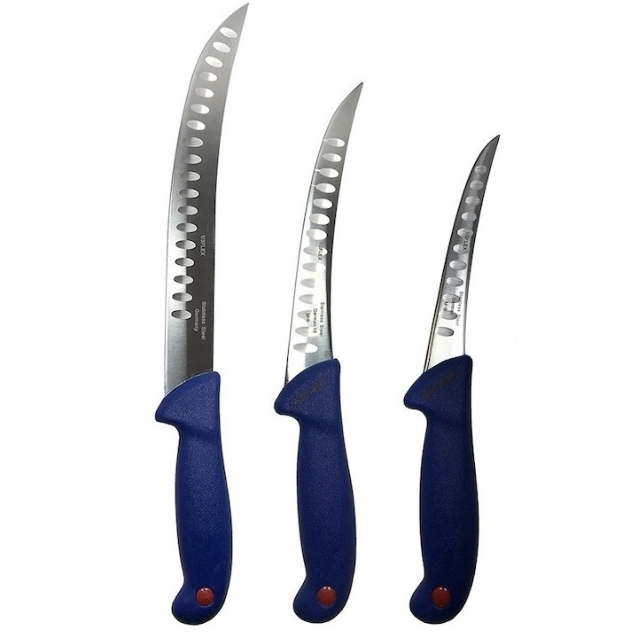 Set cutite profesionale de macelarie, transat, dezosat, filetat, 3 cutite, otel carbon