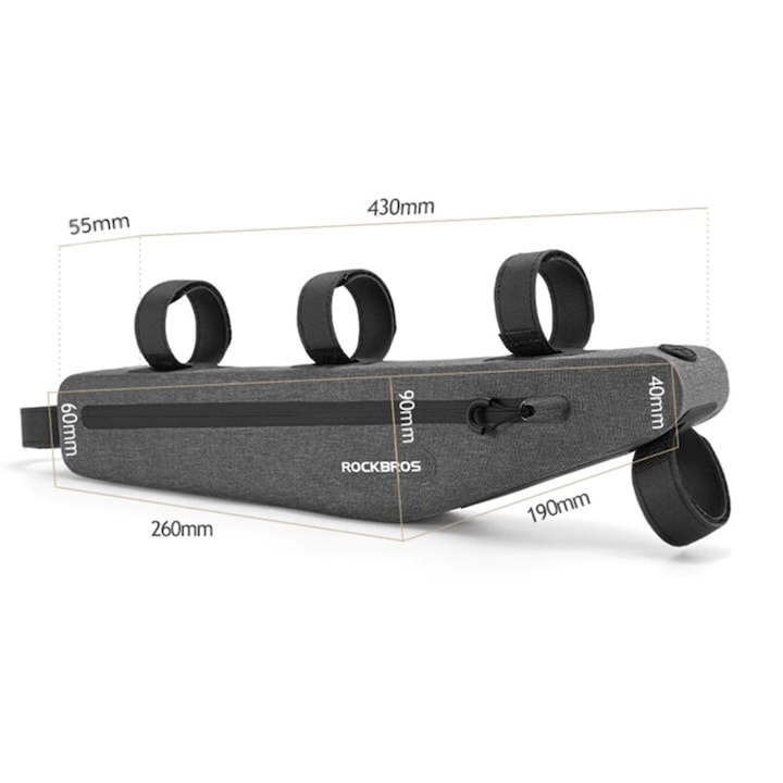 Geanta impermeabila pentru bicicleta, 1.5l, 55 x 430 x 90 mm, negru [2]