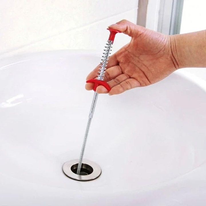 Sarpe pentru desfundat tevi, cu carlig, flexibil, metal/plastic, multifunctional, lungime 60 cm, rosu [5]