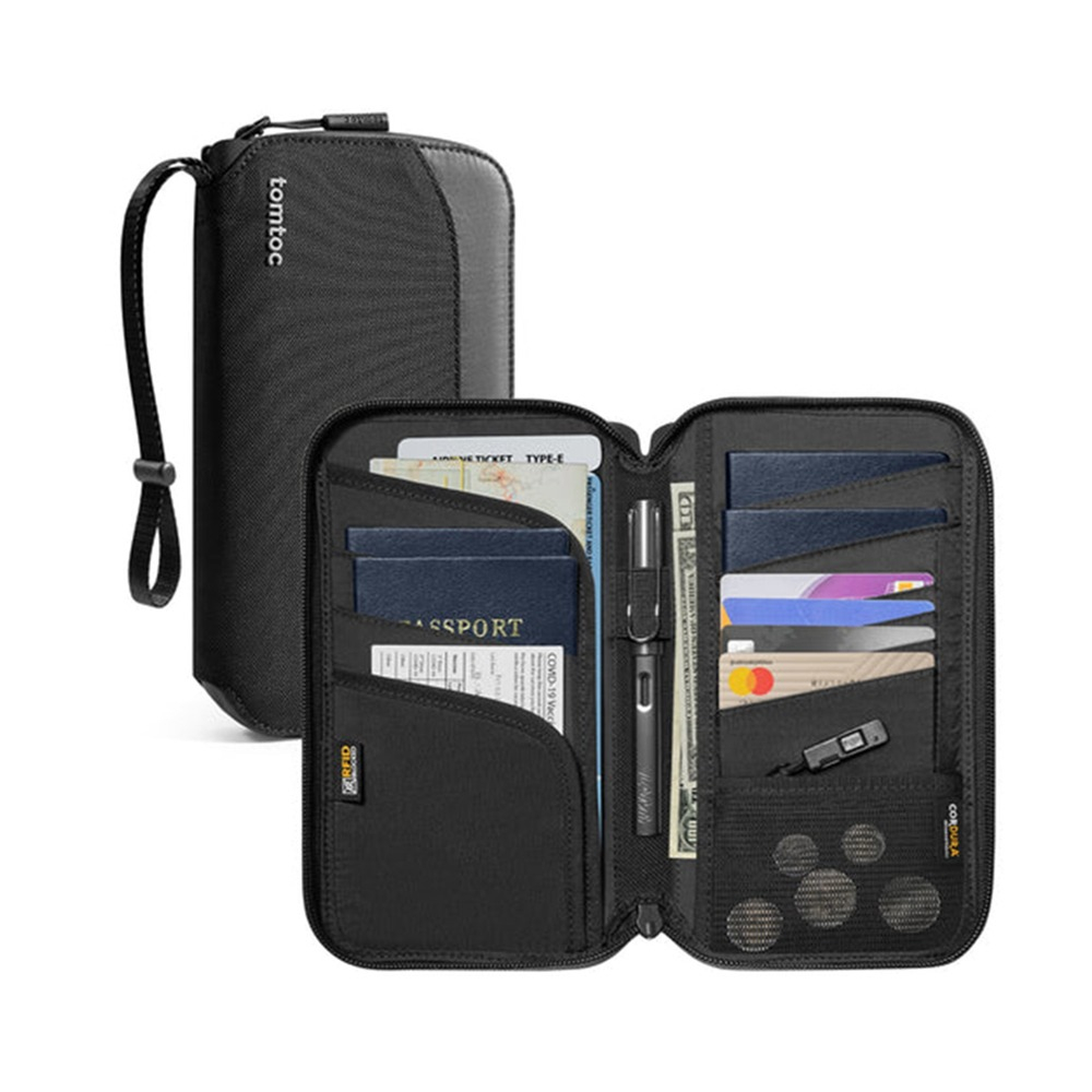 Geanta pentru accesorii, universala, nailon, protectie RFID, negru [4]