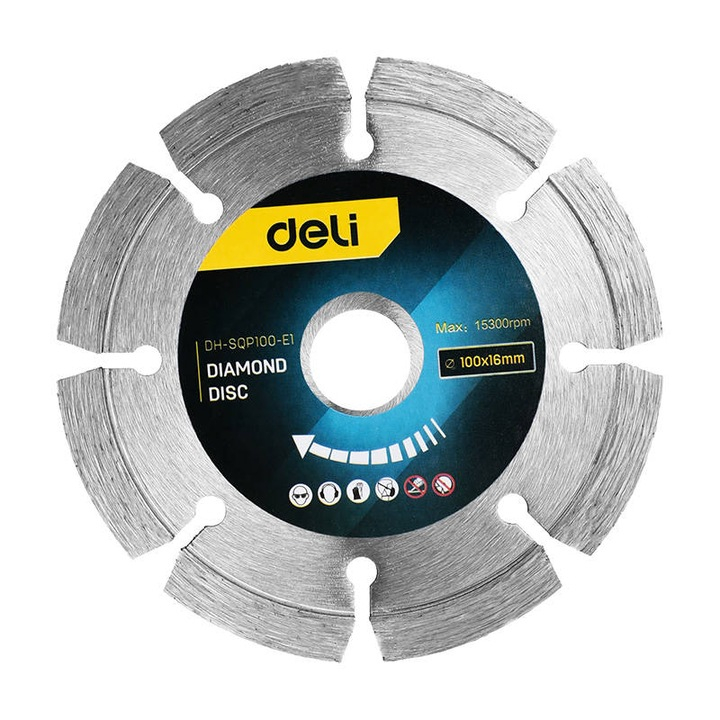 Disc diamantat segmentat 100x16 mm pentru taiere beton, caramida si materiale dure, compatibil polizor unghiular, taiere rapida si precisa [2]