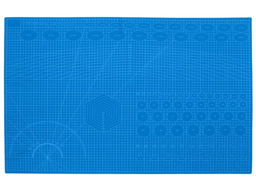 Placa pentru taiere precisa, modelare, fata-verso, cu auto-vindecare A1, 60 x 90 cm, scara clar vizibila, albastru [9]
