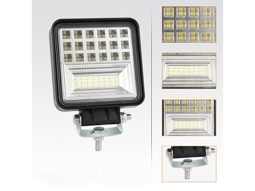 Proiector LED auto, off-road, lumina rece 6000K, 16 W, 12-24 V, aluminiu/PVC, protectie IP65, 12.5 x 10.7 x 2.2 cm, negru [4]