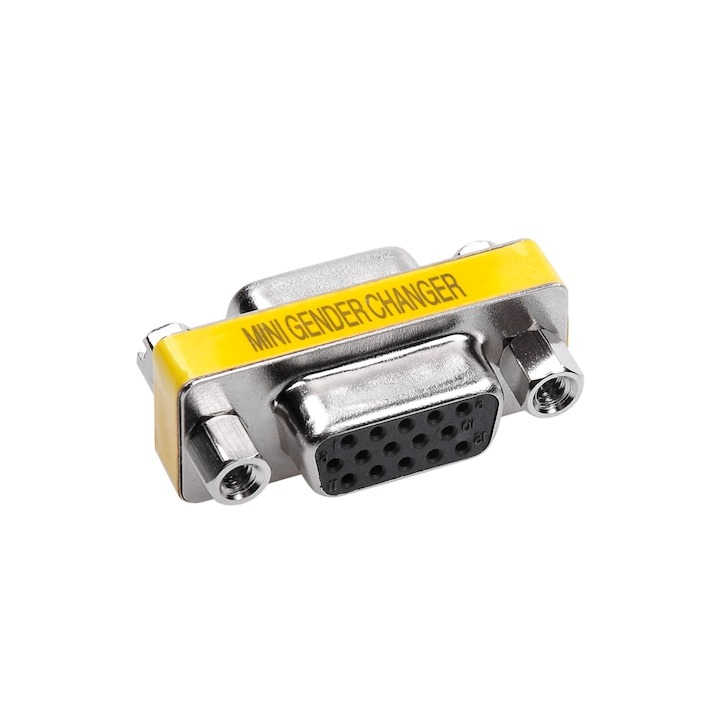 Adaptor VGA mama - VGA mama, 15 pini, galben [3]