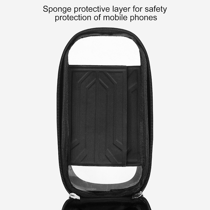 Geanta pentru cadru bicicleta, suport pentru telefon, 1l, impermeabila, 24 x 11.5 x 13.5 cm, negru [2]