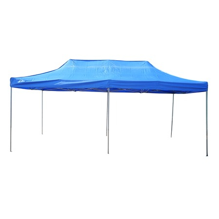 Cort tip pavilion, 3x6 m, fara pereti laterali, pliabil, poliester impermeabil, albastru