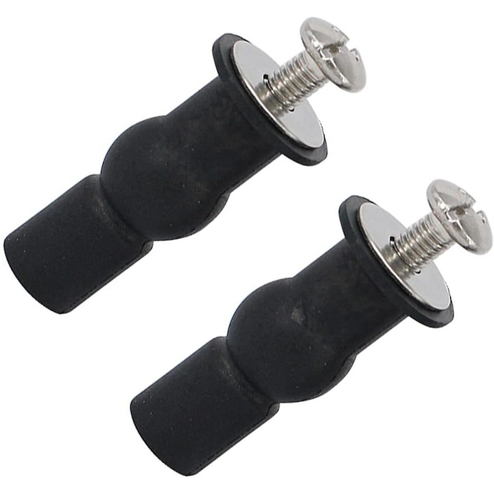 Set 2 suruburi pentru fixare capac de toaleta, universale, otel inoxidabil/cauciuc, 48 mm, negru [6]