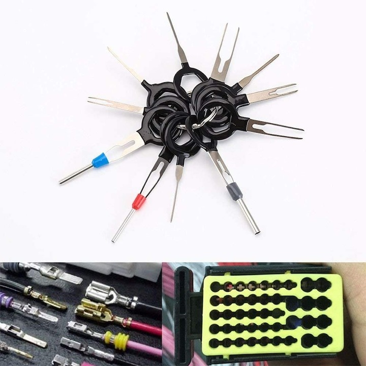 Trusa demontare interior auto, 139 piese, radio, panou de bord, usi, clipsuri, husa de protectie inclusa, rosu [6]