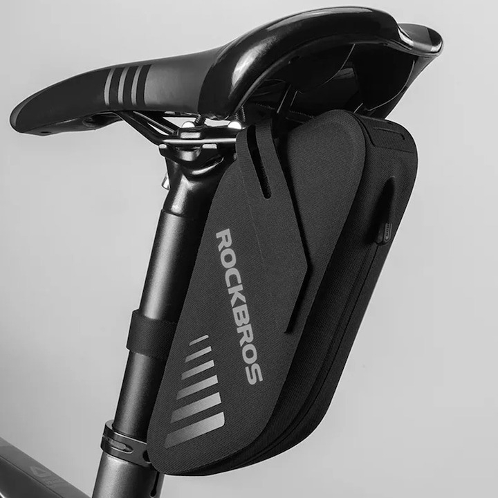 Geanta impermeabila pentru bicicleta, 0.6l, 17 x 5.5 x 8 cm, negru [2]