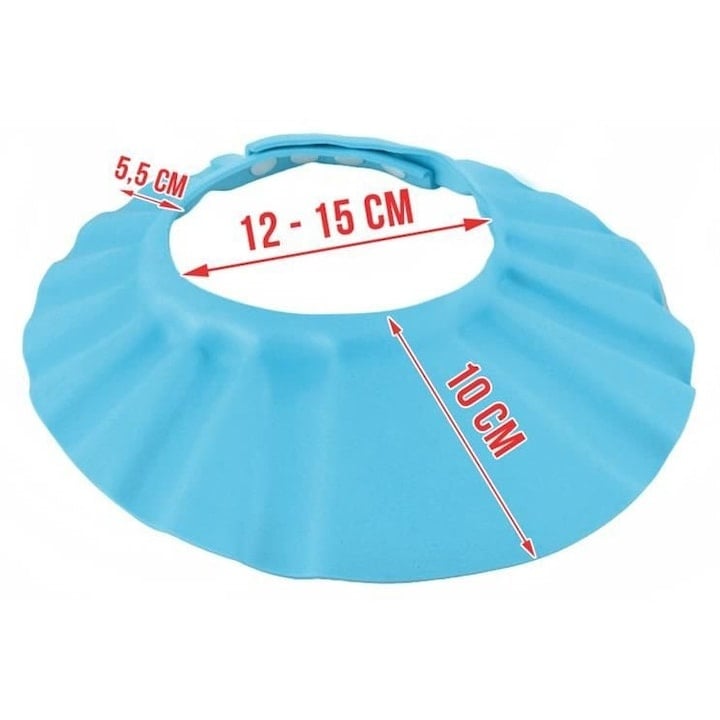 Palarie de baie pentru copii, reglabila, protectie impotriva apei si samponului, material moale si confortabil, ideala pentru spalat parul fara stres, albastra [6]