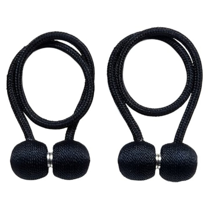 Magnet decorativ pentru perdele si draperii, tip snur, poliester, 44 cm, negru [5]