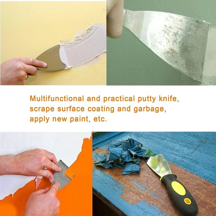 Spaclu, otel inoxidabil, maner ergonomic, 100 mm, galben/negru [5]