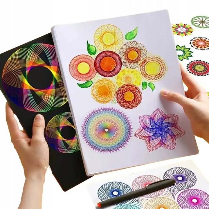 Set spirograf pentru desen, 22 sabloane, 3 pixuri, multicolor [4]