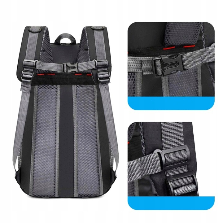 Rucsac multifunctional, outdoor, 40L, impermeabil, poliester, ergonomic, cu 3 compartimente, 50 x 31 x 23 cm, negru [2]