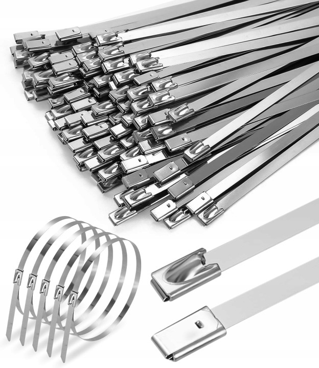 Set 100 coliere prindere, otel inoxidabil, pentru cabluri, tevi, reglabile, universale, 4.6 x 300 mm, argintiu [9]