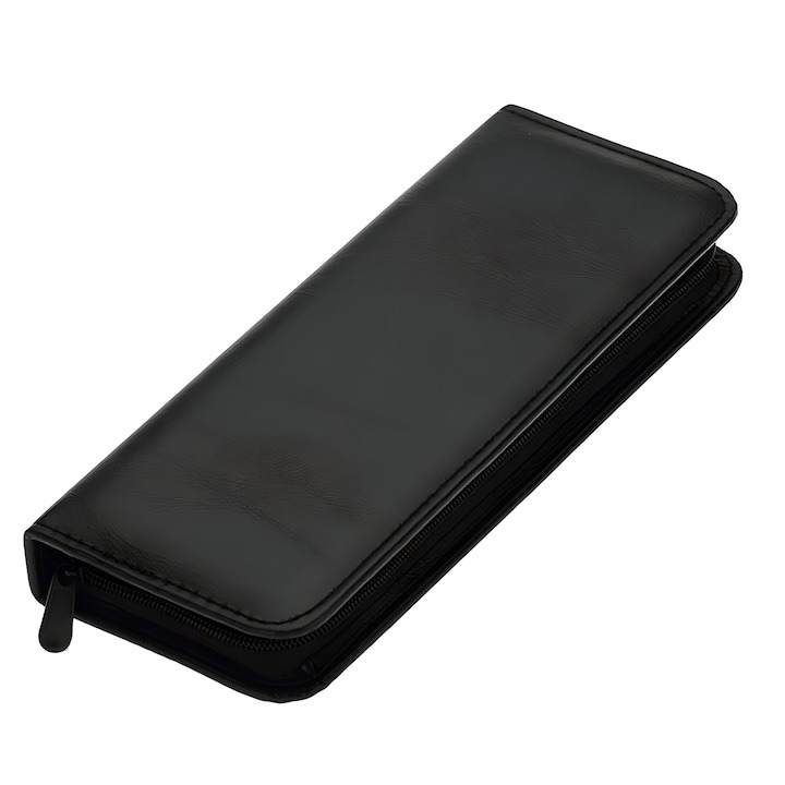Set 2 foarfece de tuns, din inox, 2 cleme de par, pieptan, negru, 21.5 x 8.5 x 3 cm, carcasa inclusa [12]